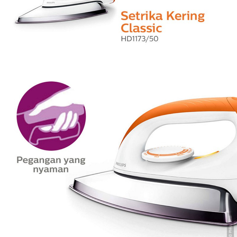 PHILIPS Setrika Dry Iron HD1173/50 Orange