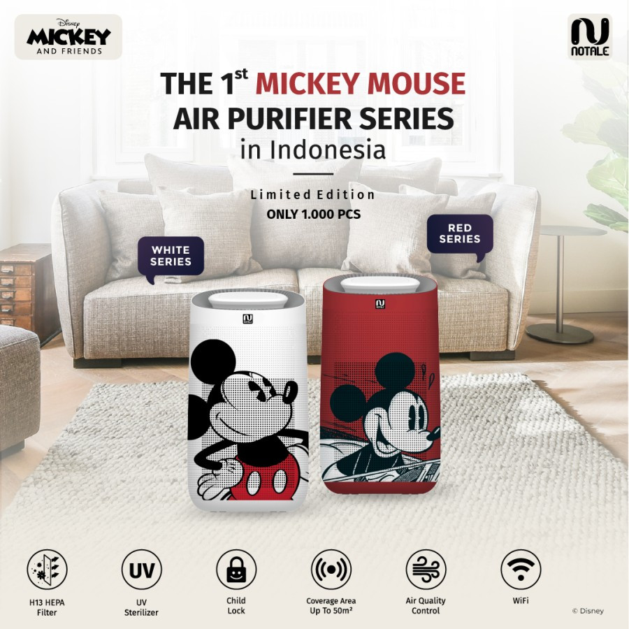 NOTALE - Air Purifier Disney Mickey Edition With HEPA H13 UV Sterilize