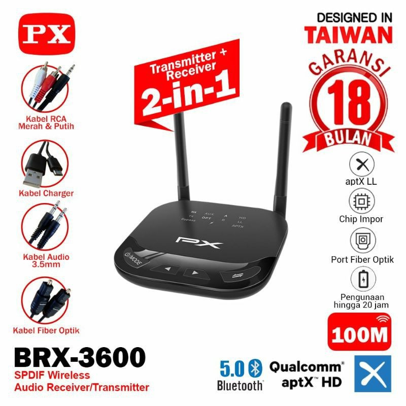 PX Bluetooth Receiver TransmitterAudio 5.1 HD Stereo 2in1 BRX3600