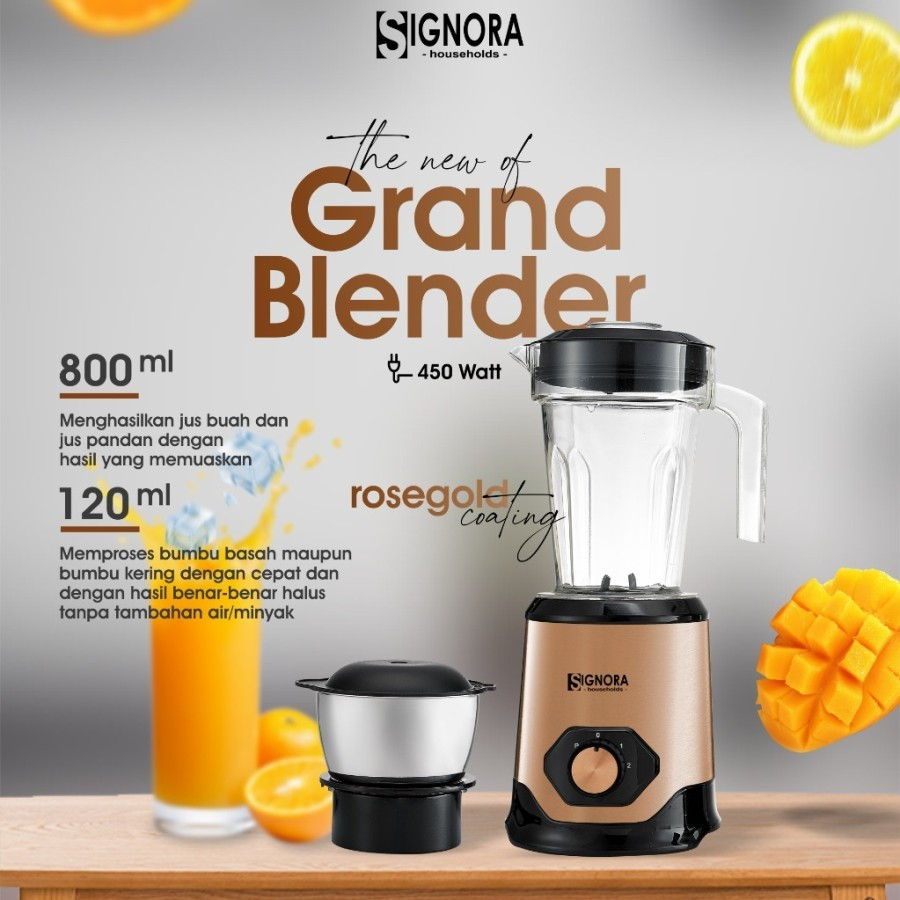 SIGNORA - New Grand Blender 450 Watt Kapasitas 800 Ml Rose Gold