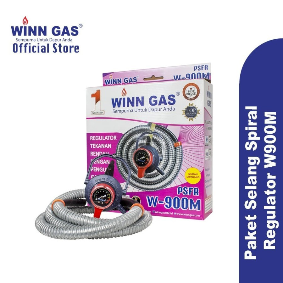 WIIN GAS - Selang Paket Regulator Meter Double Safety Lock PSFRW900M