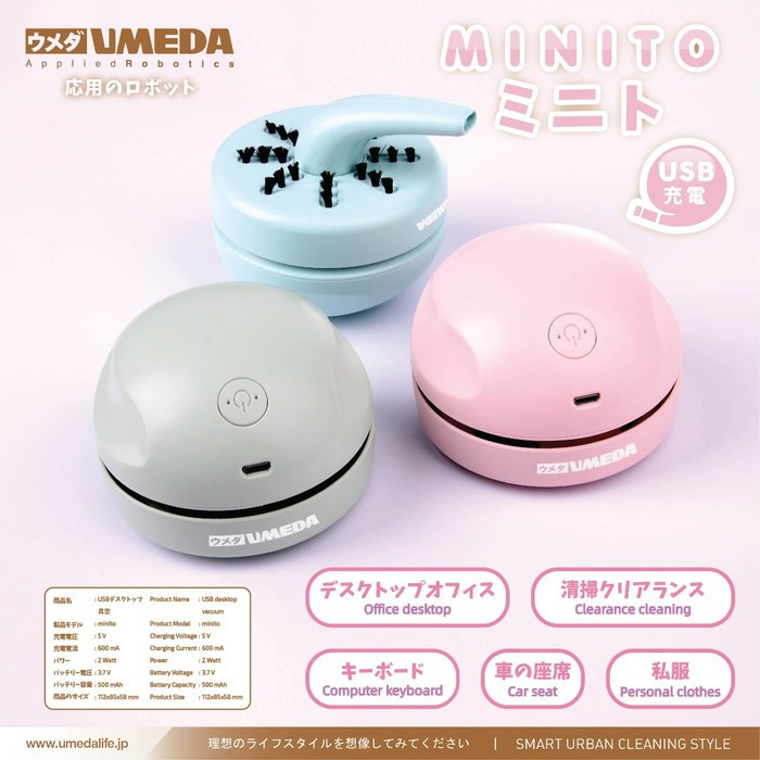 UMEDA - Minito USB charging Mini Lightweight Vacuum Cleaner Biru Muda