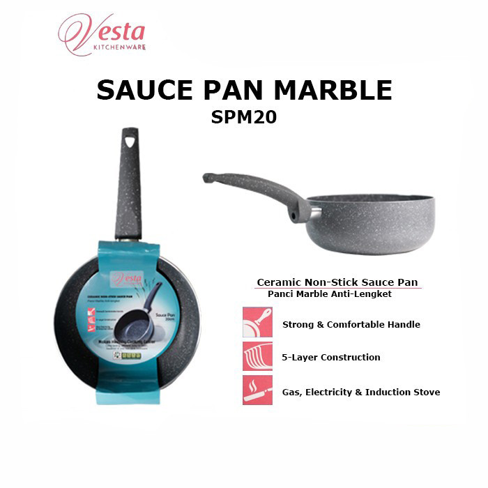 VESTA Sauce Pan Marble Non Stick Diameter 20 Cm Anti Lengket SPM20